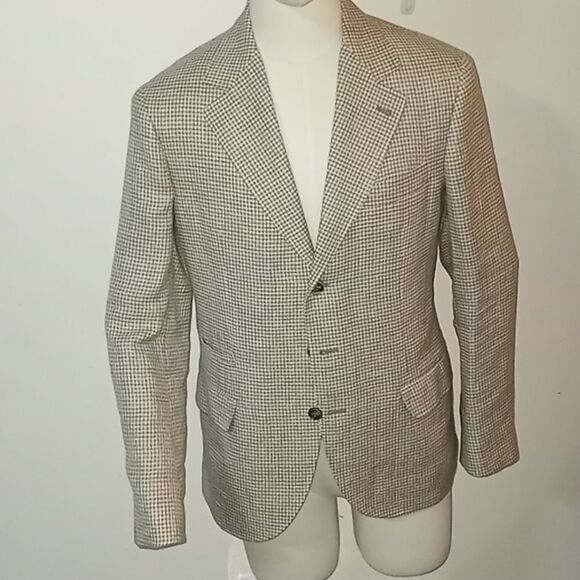 Brunello Cucinelli Houndstooth patterned 46R Sports Blazer Notch Lapel - Picture 1 of 10